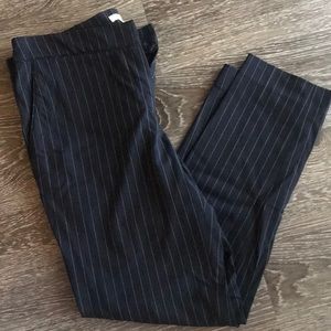 Navy blue pinstriped work pants